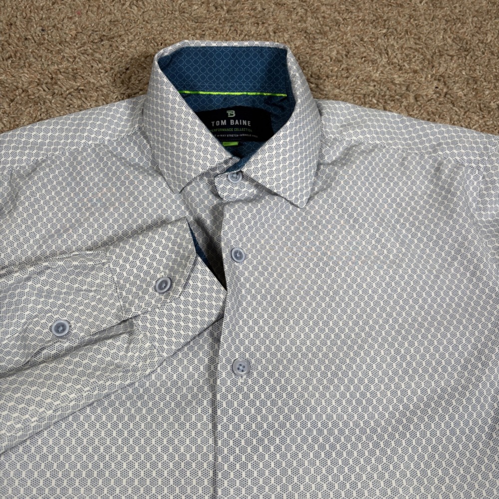 Tom Baine Mens Slim Fit Performance Collection Button Down‎ Shirt Pattern Size S